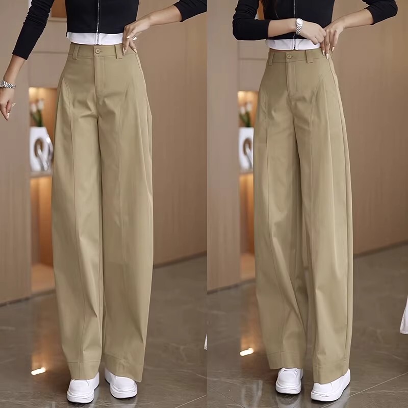 Trendy Casual Wide-Leg Pants for Women 2026 New Autumn High-Waisted Loose Fit Versatile Slimming Narrow Straight-Leg Pants