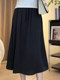 大码春季新款休闲缎面半身裙开叉A字裙黑色胖mm垂感松紧中长裙子