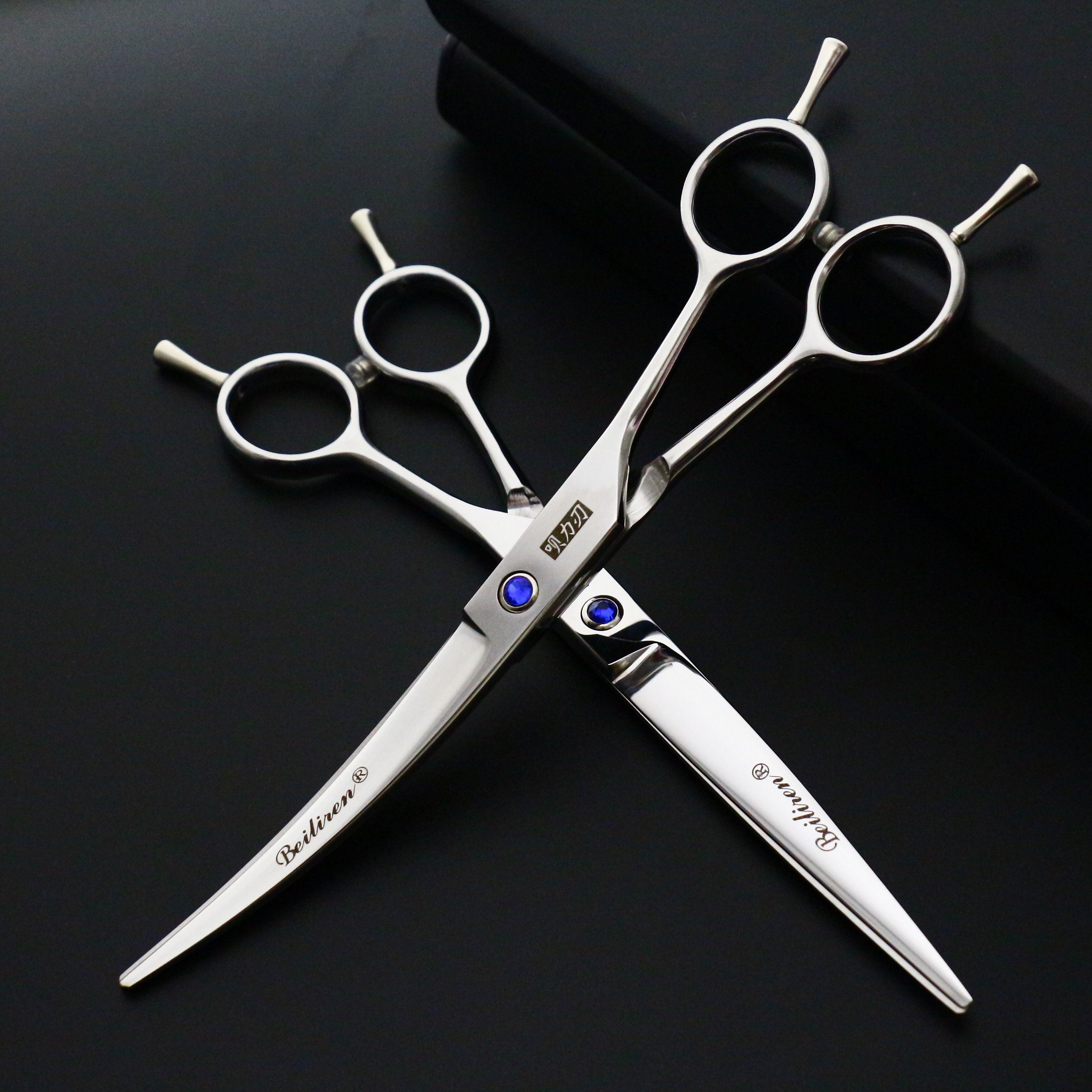 Teddy Dog Hairy Scissors Suit Pet Beauty Dog Bib Hair Cut for Home 7 inch Bent Straight Cut Dog Hair Cut Tool