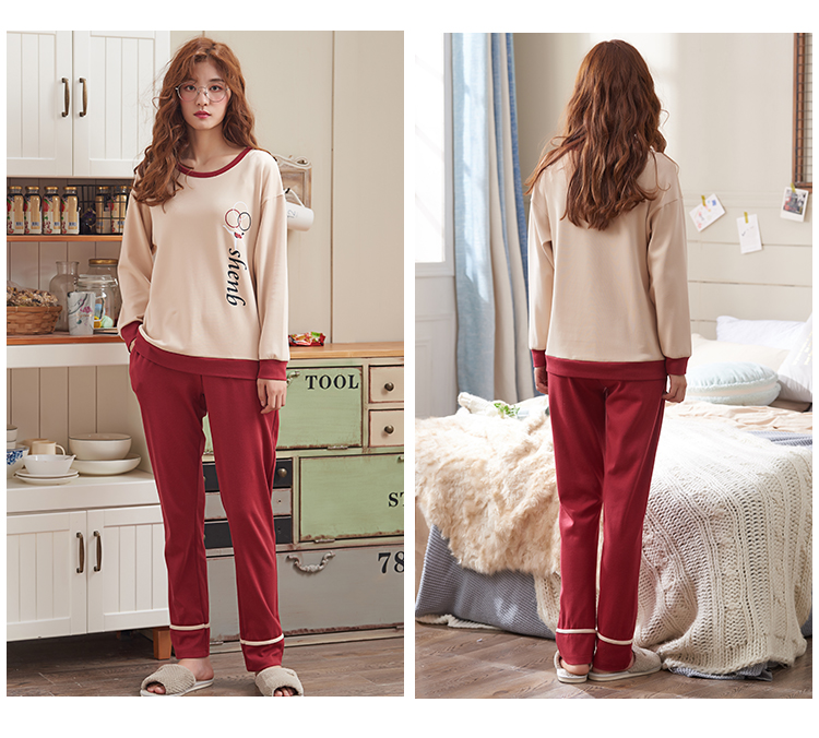Bộ đồ ngủ mùa thu và mùa đông cho nữ tay dài cotton dễ thương cotton hoạt hình cotton XL nam dày phù hợp với dịch vụ gia đình bộ đồ sz to cho nam