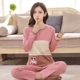 Bộ đồ ngủ mùa xuân và mùa thu đông nữ cotton dài tay phiên bản Hàn Quốc của phim hoạt hình cotton kích thước lớn phục vụ nhà sinh viên phù hợp với mùa thu bộ pijama