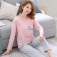 Bộ đồ ngủ nữ mùa thu cotton dài tay Học sinh Hàn Quốc dễ thương phục vụ nhà mùa hè hoạt hình cotton có thể mặc bên ngoài phù hợp với mùa đông