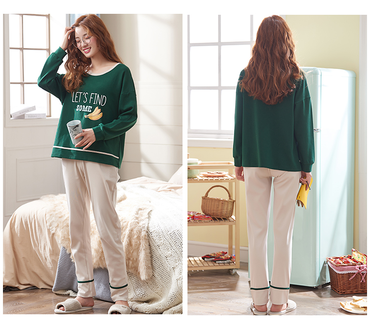 Mùa thu và mùa đông vài bộ đồ ngủ cotton dài tay nữ hoạt hình dịch vụ nhà dễ thương nam kích thước lớn cotton phù hợp với giản dị bộ mặc nhà đẹp