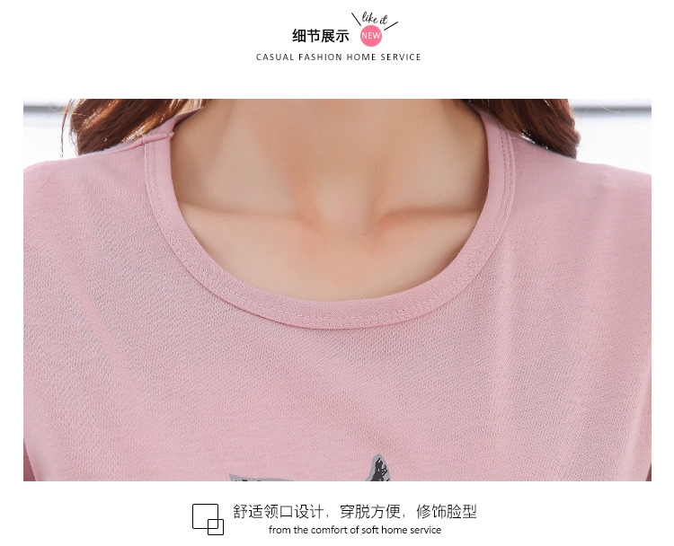 Mùa hè Hàn Quốc Phụ nữ cotton ngắn tay ngắn đồ ngủ giản dị thể thao tươi nhà phục vụ mỏng phù hợp với học sinh mùa xuân bộ lụa mặc nhà