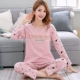 Bộ đồ ngủ mùa xuân và mùa thu đông nữ cotton dài tay phiên bản Hàn Quốc của phim hoạt hình cotton kích thước lớn phục vụ nhà sinh viên phù hợp với mùa thu bộ pijama