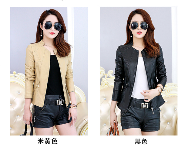 2019 da nữ ngắn phần cổ áo mỏng cổ áo mùa thu đông mới Phiên bản Hàn Quốc của áo khoác da cỡ lớn cỡ nhỏ skinny da thủy triều áo khoác da zara