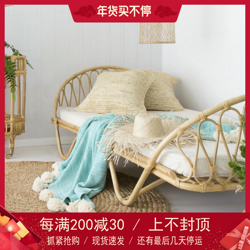 New ins simple rattan bed 1 5 meters homestay inn hotel bedroom rattan art bed 1 2 meters single children's bed