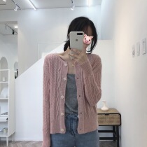 Big cute spring and summer new soft sister sweetheart bm wind~ soft waxy twist mohair button knitted cardigan top for women