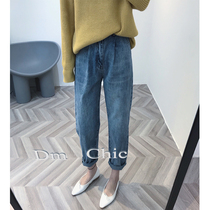Big Meng winter New Super God version type certified flower bud blue high waist thin old blue jeans pants