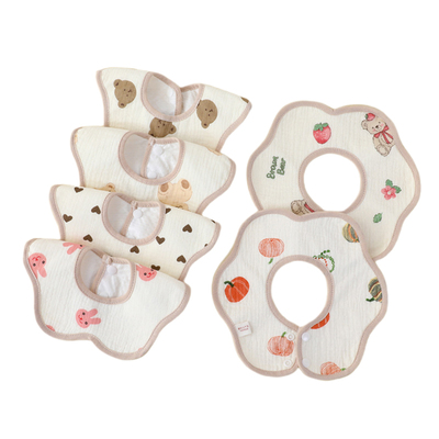 婴儿纯棉新生儿围嘴口水巾防水透气舒适棉纱