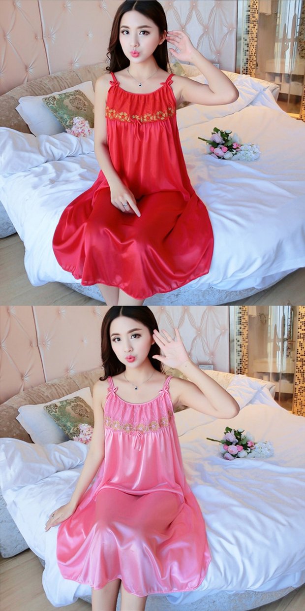 Cộng với phân bón XL đồ ngủ nữ voan béo mm200 pounds váy ngủ gợi cảm chất béo chị mùa hè lụa nữ băng lụa mỏng váy ngủ sexy