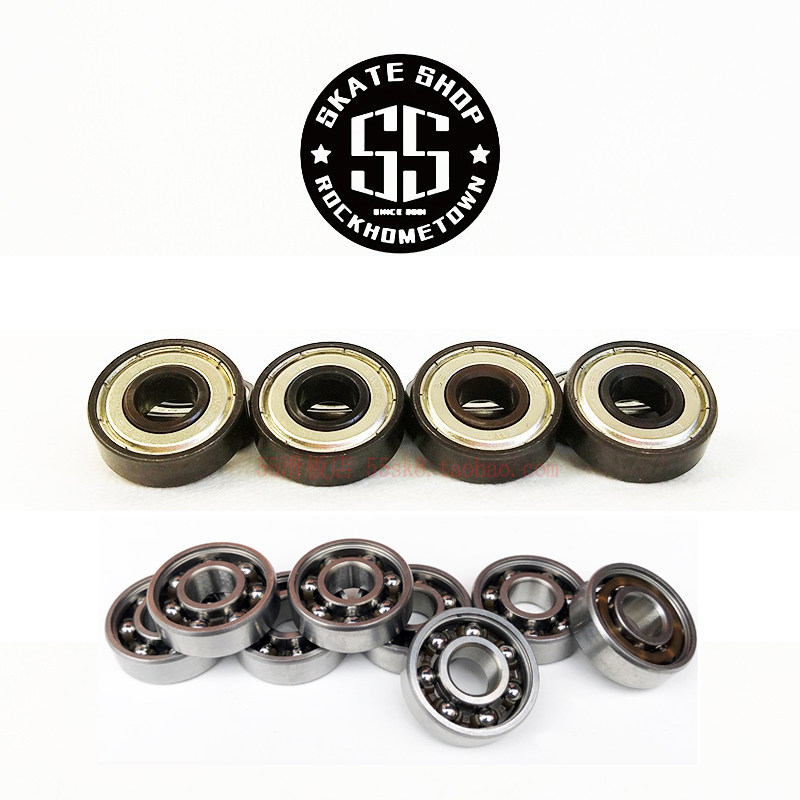 55 Skate Shopは、高速かつ耐久性に優れたスケートボードベアリングとしてプロにも選ばれている、ブラックゴールドアクシス/シルバーアクシスダブルキックスタータースケートボードベアリング608を推奨します。