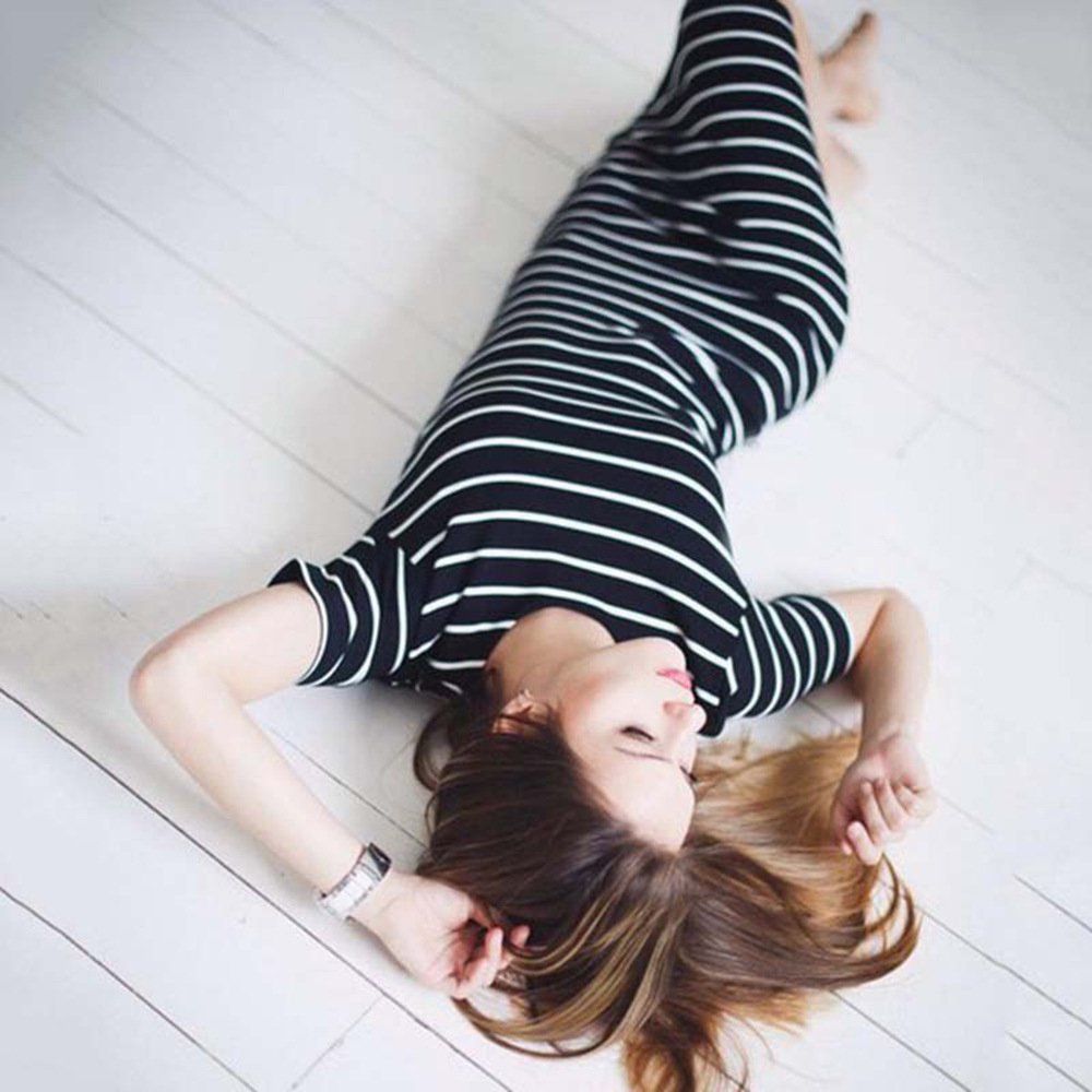 Fashion Striped Loose Long Dress NSYF47057