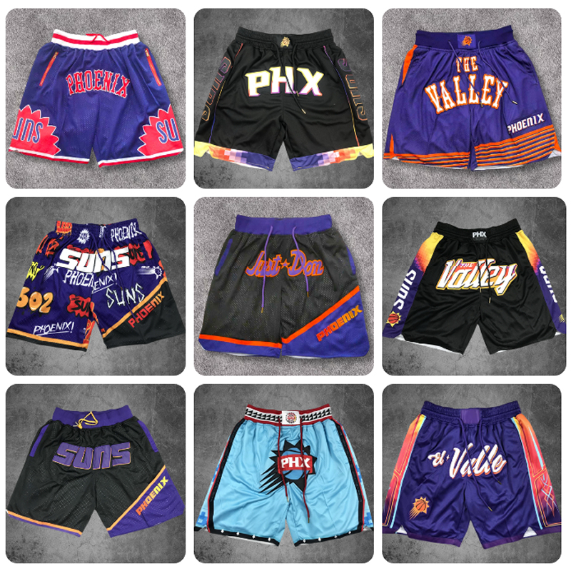 Phoenix Suns Booker Shorts American Basketball Pocket Shorts Retro City Edition Embroidered High Street Sports Shorts Men's Five-Point Shorts