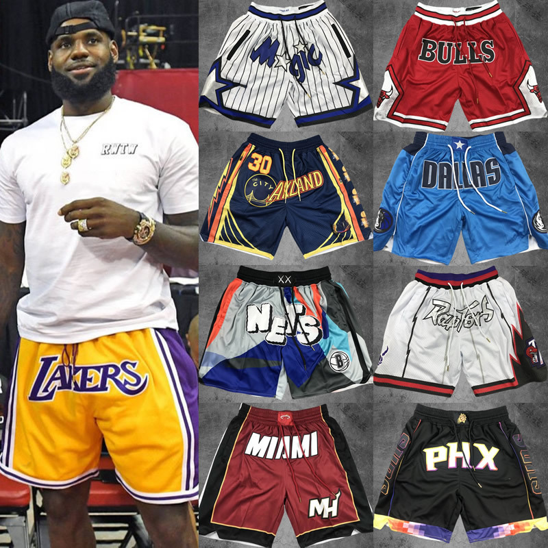 Lakers James Shorts American Style Bulls Heat Magic Raptors 76Ers Pocket Basketball Shorts Sports Shorts Men Lakers James Shorts American Style Bulls Heat Magic Raptors 76Ers Pocket Basketball Shorts Sports Shorts Men