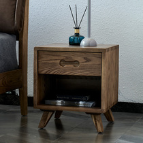 Japanese-style log bedside table small cabinet lockers storage chest bedroom Nordic style ash wood bedside table