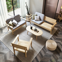 Japanese log sofa ash living room furniture Nordic solid wood sofa modern simple winter and summer sofa