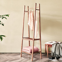 Nordic solid wood hanger bedroom storage rack small apartment Net Red simple floor coat rack white wax wood hanger