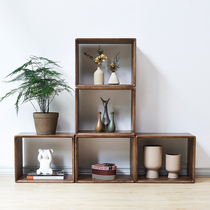 Nordic white ash ancient shelf ornaments shelf small display rack tea shelf storage rack porch cabinet living room small square