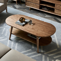 Ash wood log tea table small household coffee table TV cabinet combination Nordic tea table living room household solid wood coffee table
