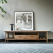 Nordic Wood Rock board TV cabinet coffee table combination simple small apartment living room floor cabinet storage ash wood TV cabinet