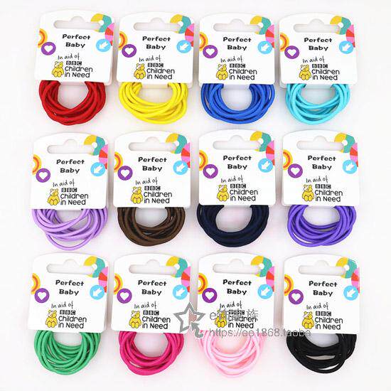 Children multicolor good elastic hair ring girls Zama tail leather gluten hair ornaments