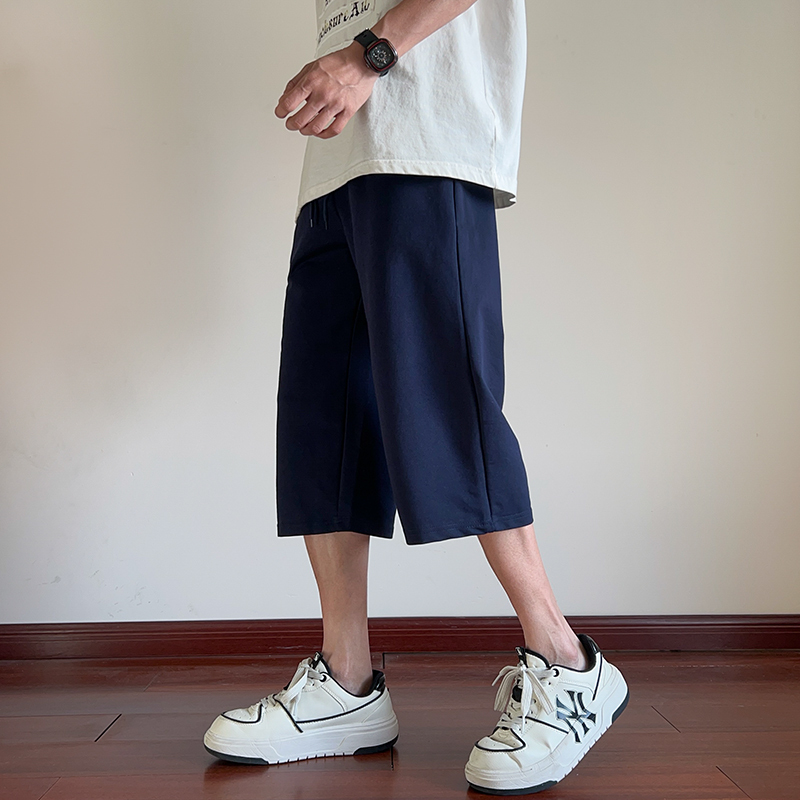 Navy Blue School Uniform Capri Pants for Boys and Girls, Summer Thin Style, Dark Blue Junior High School and Elementary School Children's School Uniform Pants Shorts