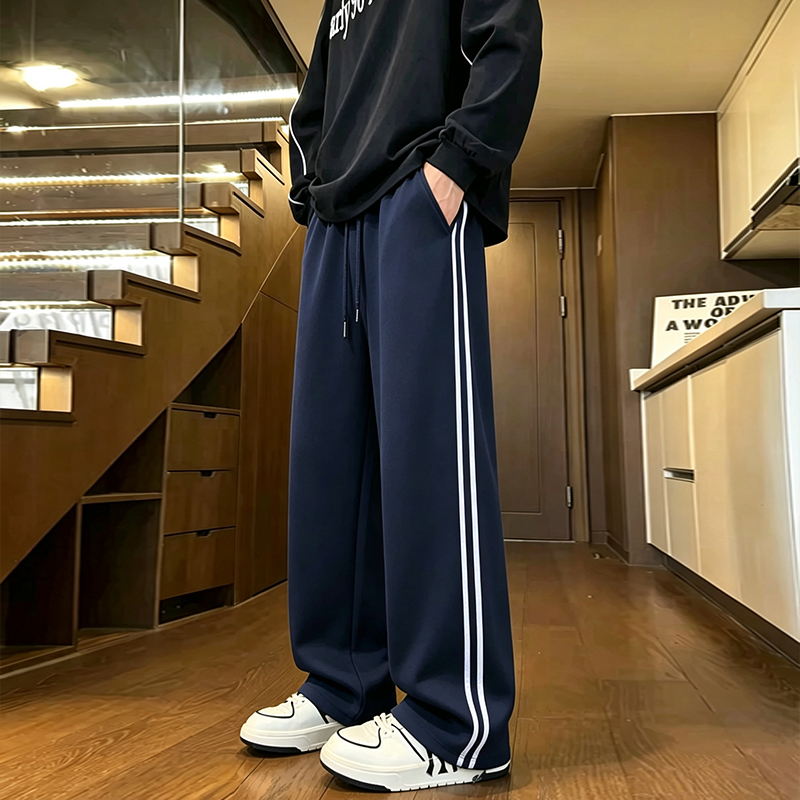 School Uniform Pants Navy Blue Autumn Elementary School Junior High School High School Children Two Stripes Dark Blue Sports School Pants Unisex