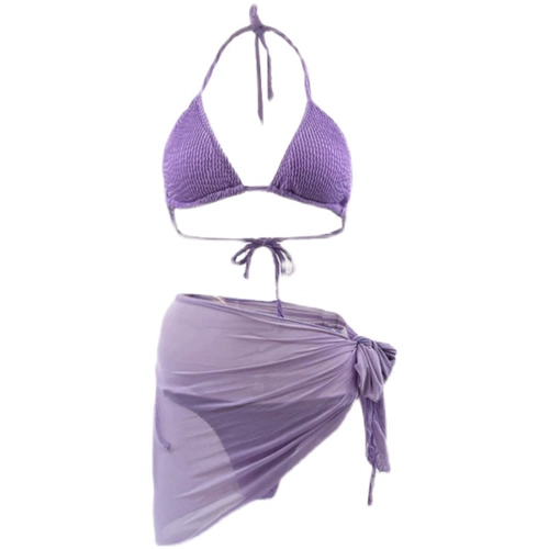 Ретро сиреневая юбка, купальник, поддерживающий комплект, 3 предмета