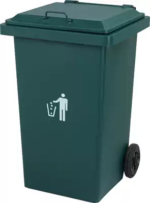 Iron paint garbage collection bucket thickened with wheels, garbage bin 240L large pull-off garbage bin with lid