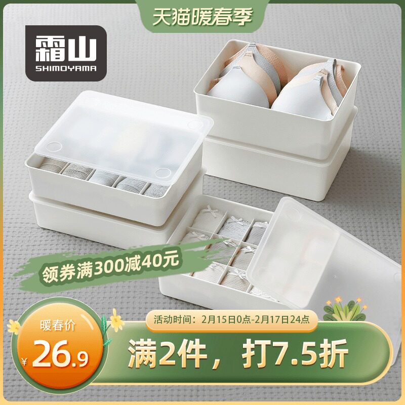 Frost Mountain Underwear Storage Box Home Plastic Covered Compartment Box Wardrobe Drawer Bra Panties Socks Storage Box