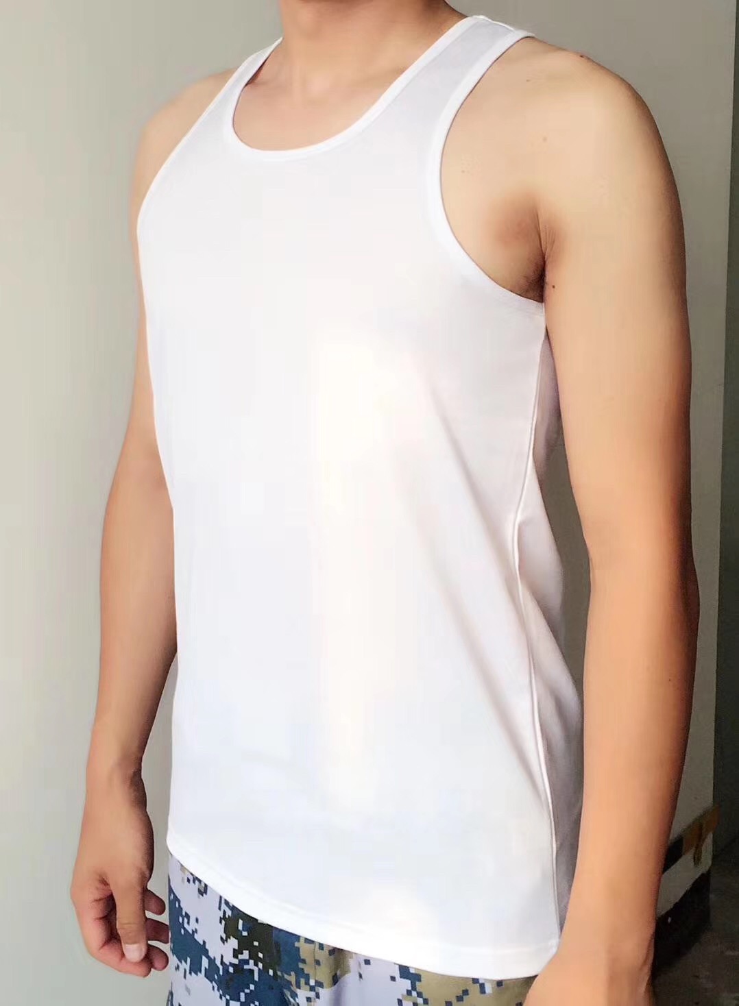 Lu bai vest white body vest large size quick dry breathable hurdle tank top men sleeveless sports T-shirt