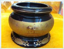 Gold black Buddha character incense stove Buddha Supplies Lotus Heart warp with ceramic stove round mouth