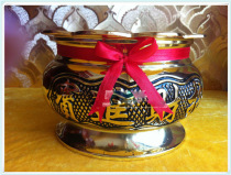 Qingshang incense Lotus side furnace Buddha supplies Carved lucky treasure Jinyu Mantang word incense burner Alloy incense burner incense burner