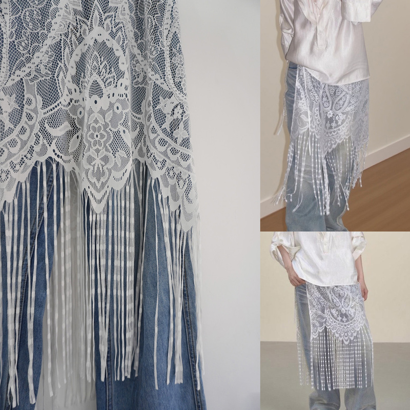 2026 New Paisley Lace Tassel Layered Skirt, Sweet Lace Trim, Elegant Style
