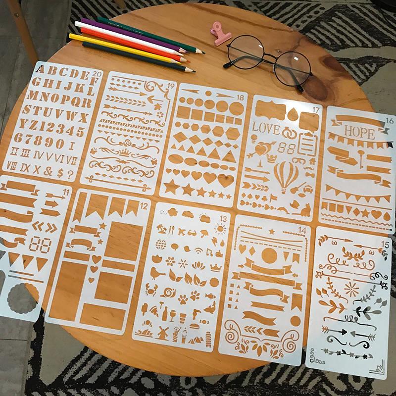 Handbook printing model board hand account drawing ruler hollow graphic lazy tool diy lace photo album border decoration