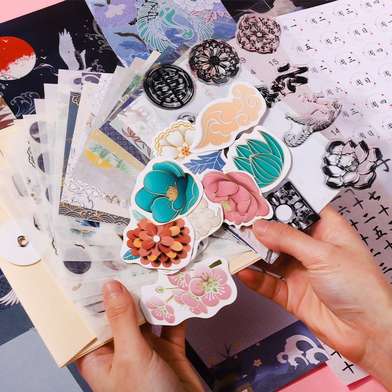 Hand Ledger Sticker Retro Day Series Hands Account Material Paper Big Gift Bag Suit Teenage heart printing tool Material DIY glue