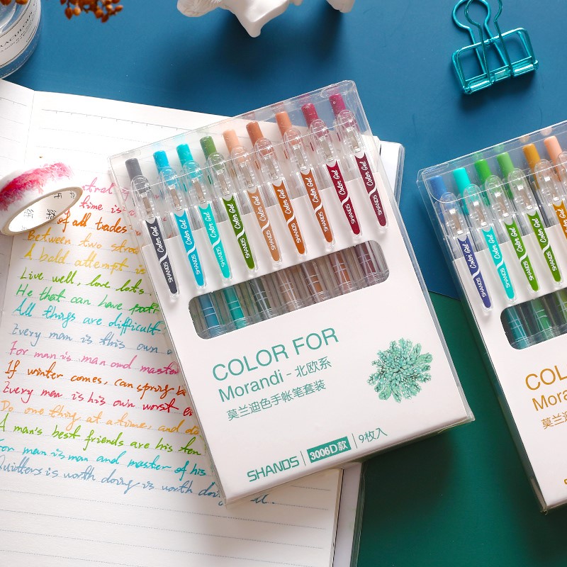 Set of students to use as Morandi color hand account pen retro Japanese cute press color neutral marker water-based pen