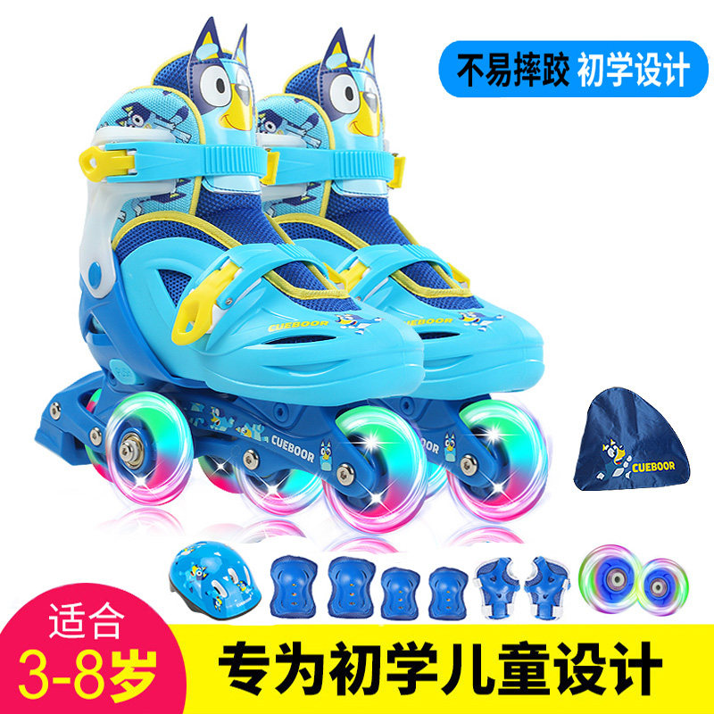 Baby skates children beginners 2-3-5 years 10 boys 10 boys girls double row auxiliary wheels sliding shoes dry ice kid