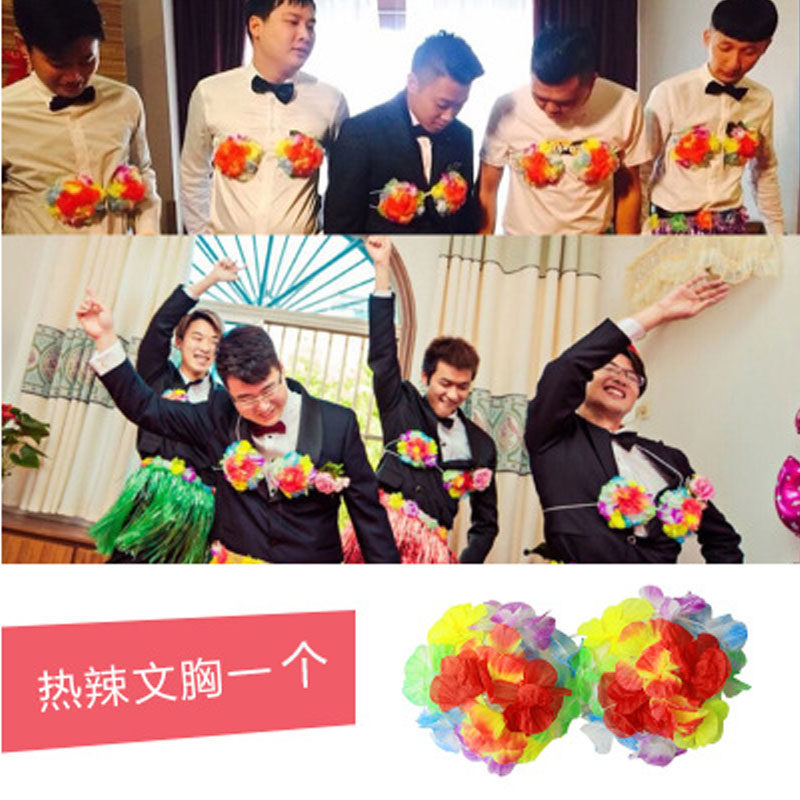 Watermelon pattern bra wedding kiss whole groomsman props Hawaiian hula accessories adult funny corset