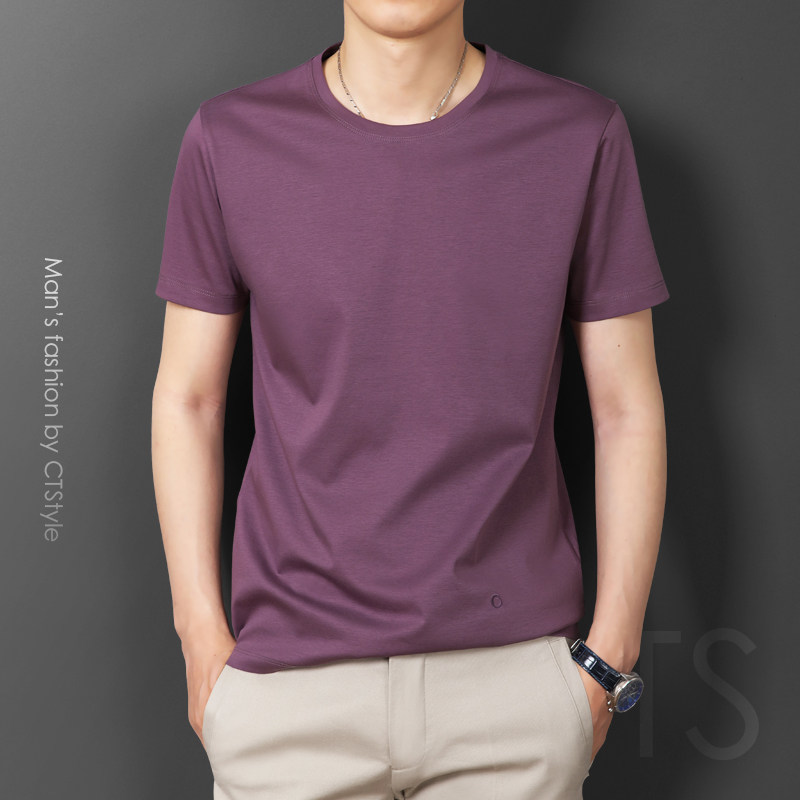 T-shirt man 2020 Summer new trendy ice silk half sleeve Korean version 100 lap pure cotton sashimi fashion silk light cotton blouse