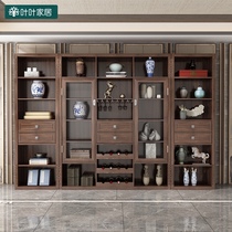  New Chinese solid wood wine cabinet Living room wall cabinet display cabinet ebony home locker high-end furniture cabinet