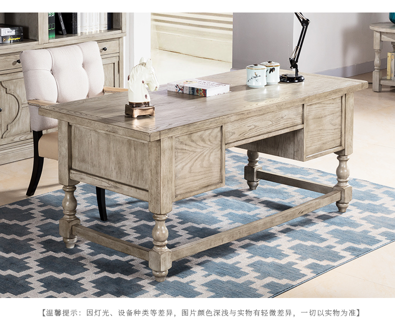 Lá new American bàn gỗ rắn Elm đơn giản với ngăn kéo lưu trữ bàn ghế kết hợp nghiên cứu suite đồ nội thất