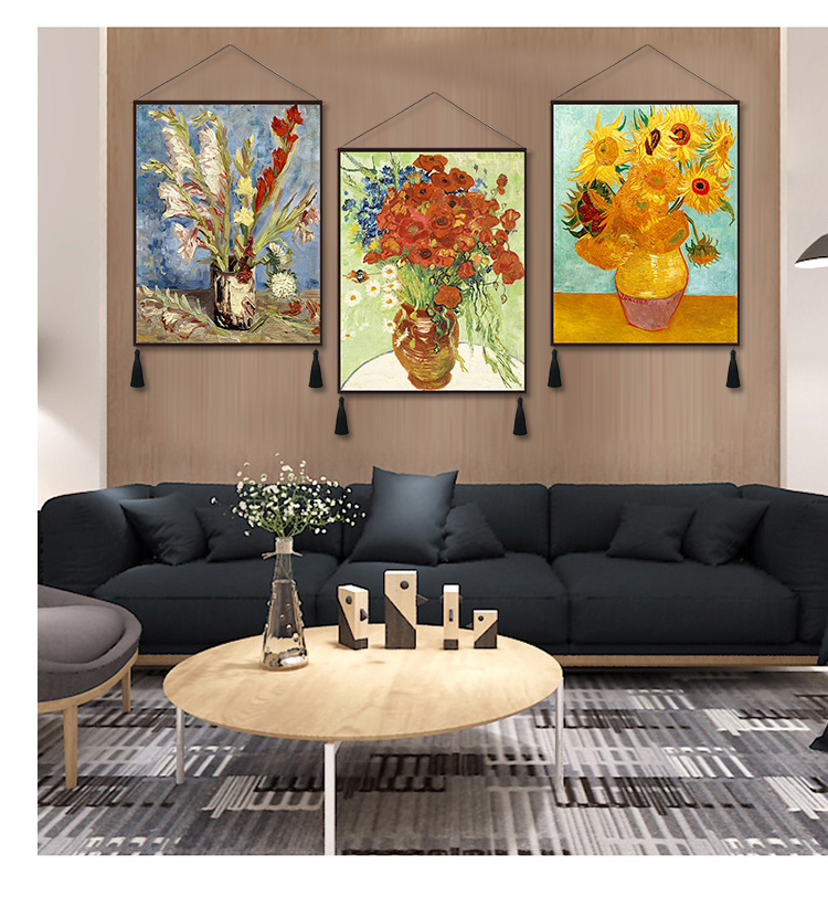 Van Gogh hướng dương phòng khách sơn tấm thảm phong cách châu Âu phòng ăn phòng khách phòng ăn hoa sơn trang trí bức tường tường tấm thảm tấm thảm treo tường
