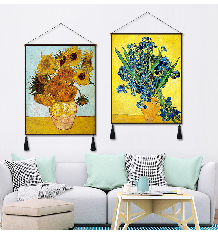 Van Gogh hướng dương phòng khách sơn tấm thảm phong cách châu Âu phòng ăn phòng khách phòng ăn hoa sơn trang trí bức tường tường tấm thảm tấm thảm treo tường