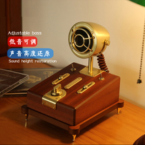Wu Katyusha desktop wooden Bluetooth audio High-resolution high-power HiFi retro home creative adjustable frequency amplifier Home Apple Huawei mobile phone wireless Bluetooth speaker Subwoofer bile machine