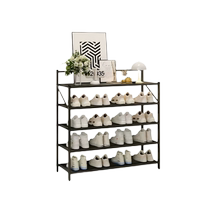 Guiqi folding iron shoe rack home door installation-free metal simple explosive black and white multi-layer shoe rack YQ