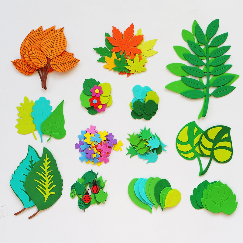 False green leaf kindergarten environment lay leaves leaf wall with leaf free combination simulation green tree maple leaf