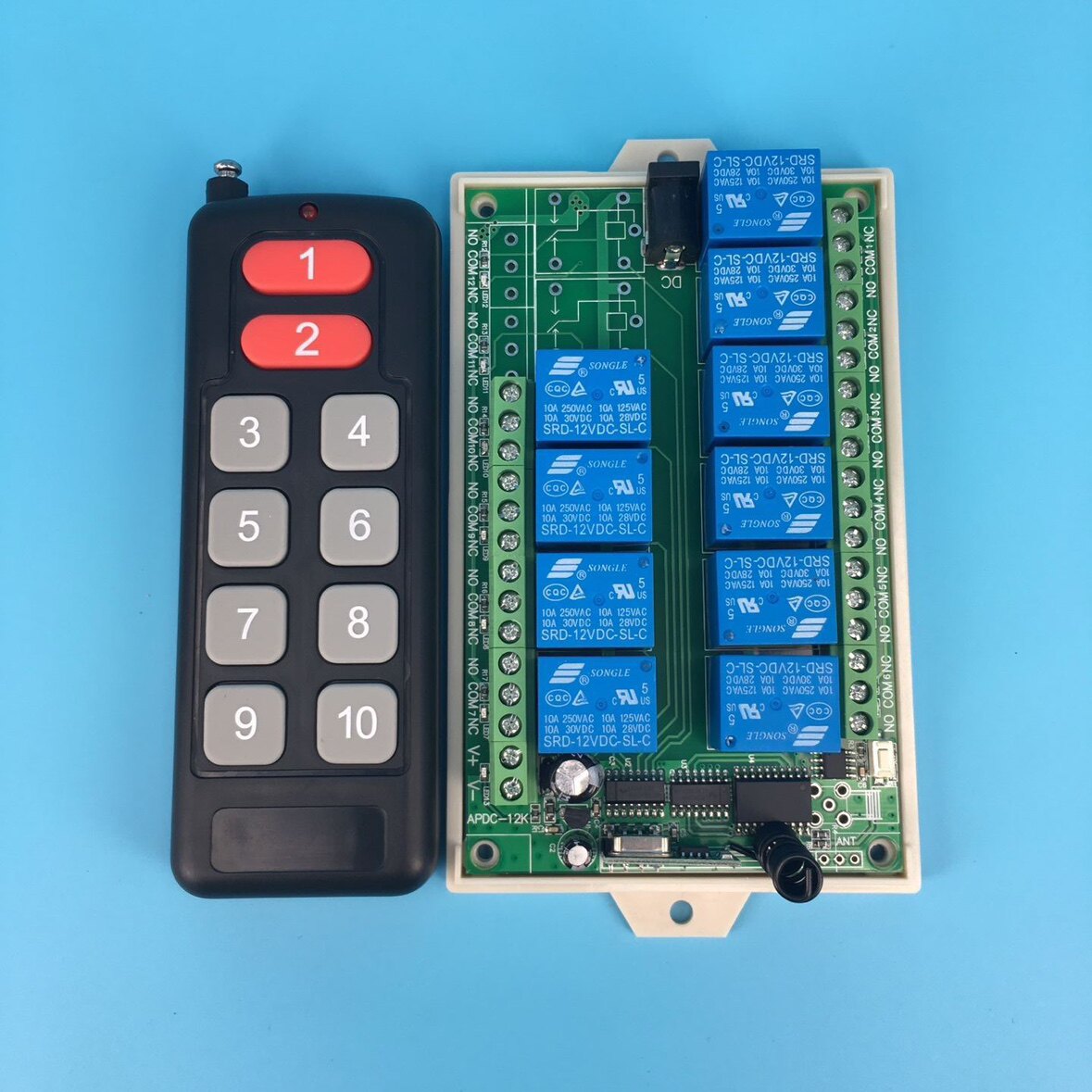 10路12V24V220V无线遥控开关电源开关灯具电箱开关控制多个负载