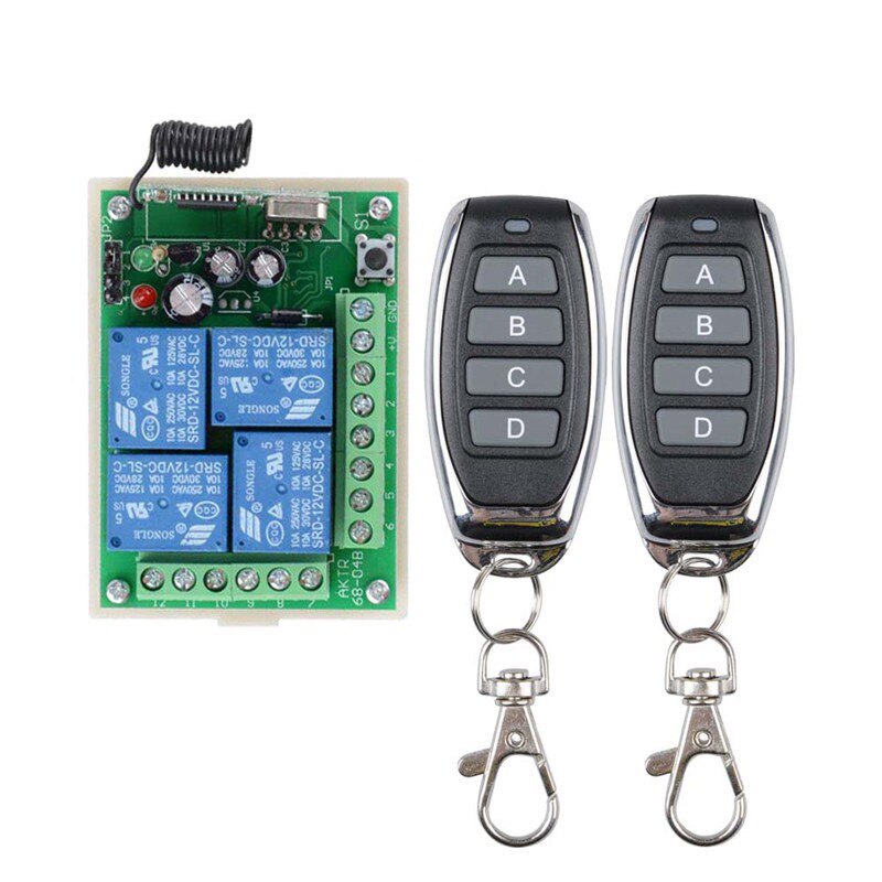 新款4路12V24V220V无线遥控开关 配大功率遥控器 灯具 马达控制器